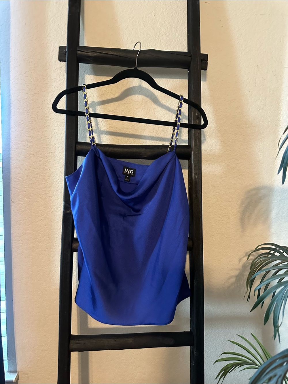 Source Unknown Royal Blue Chain-Strap Cowl Camisole